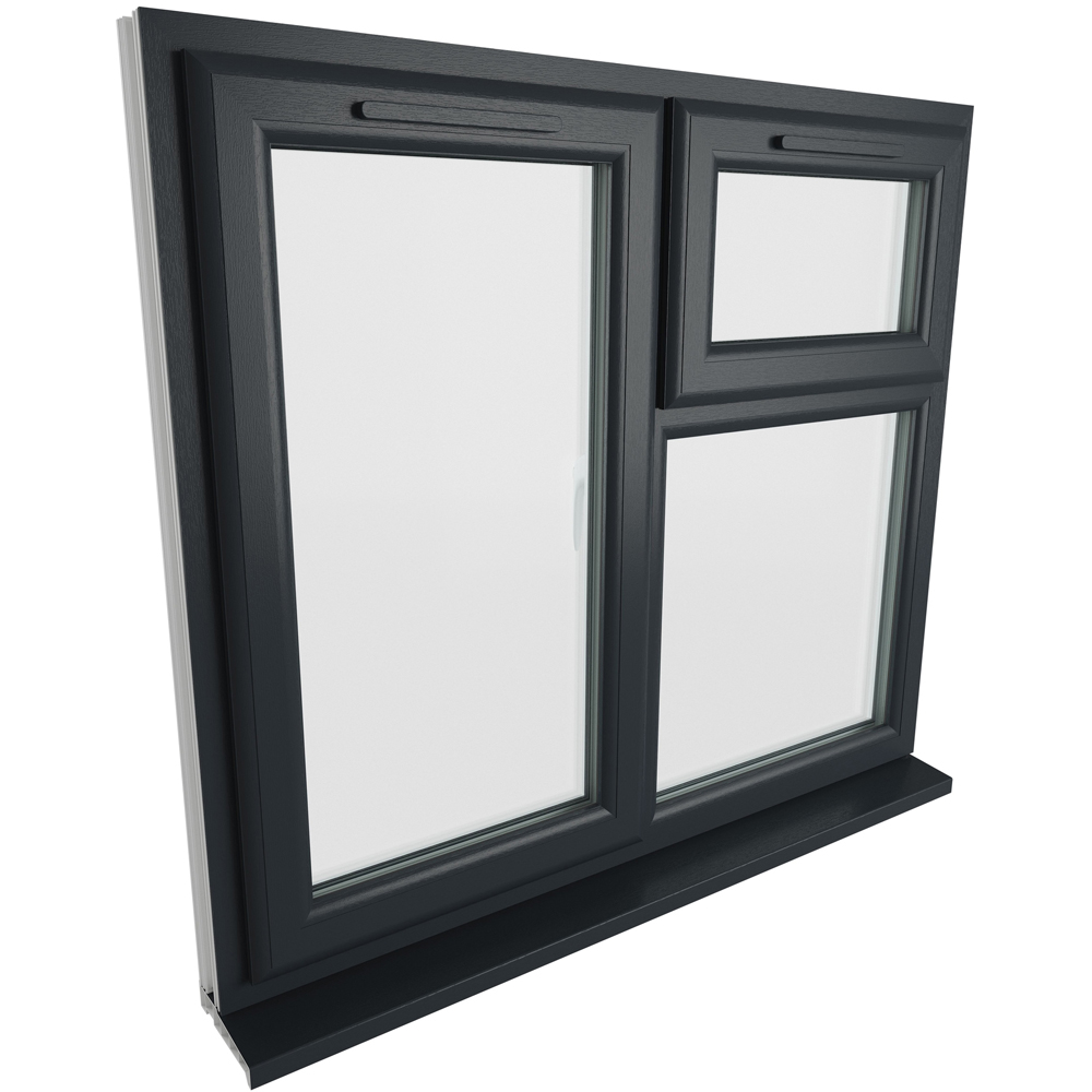 Crystal uPVC Double Glazed Window LH Side Hung and Top Opener Grey White Clear Glass 1190x1190mm Image 9