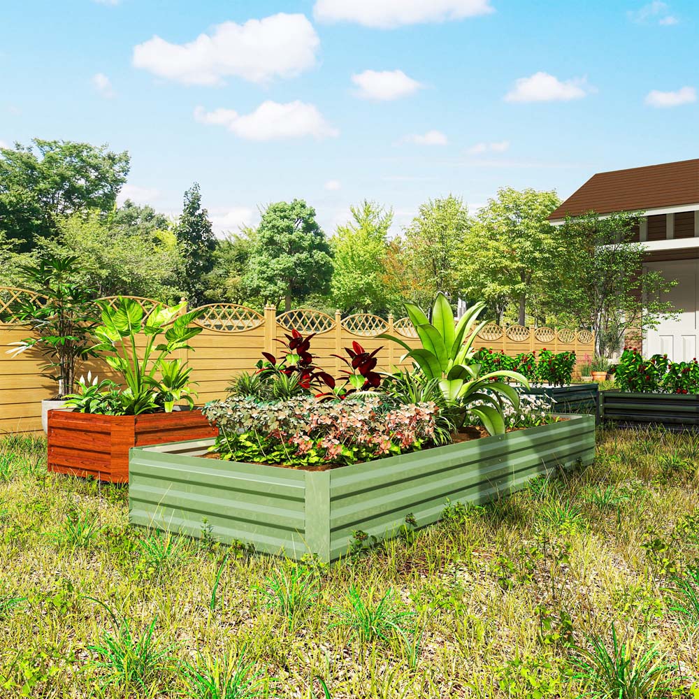 Outsunny Light Green Galvanised Metal Raised Garden Bed 30 x 90.5 x 241cm Image 5