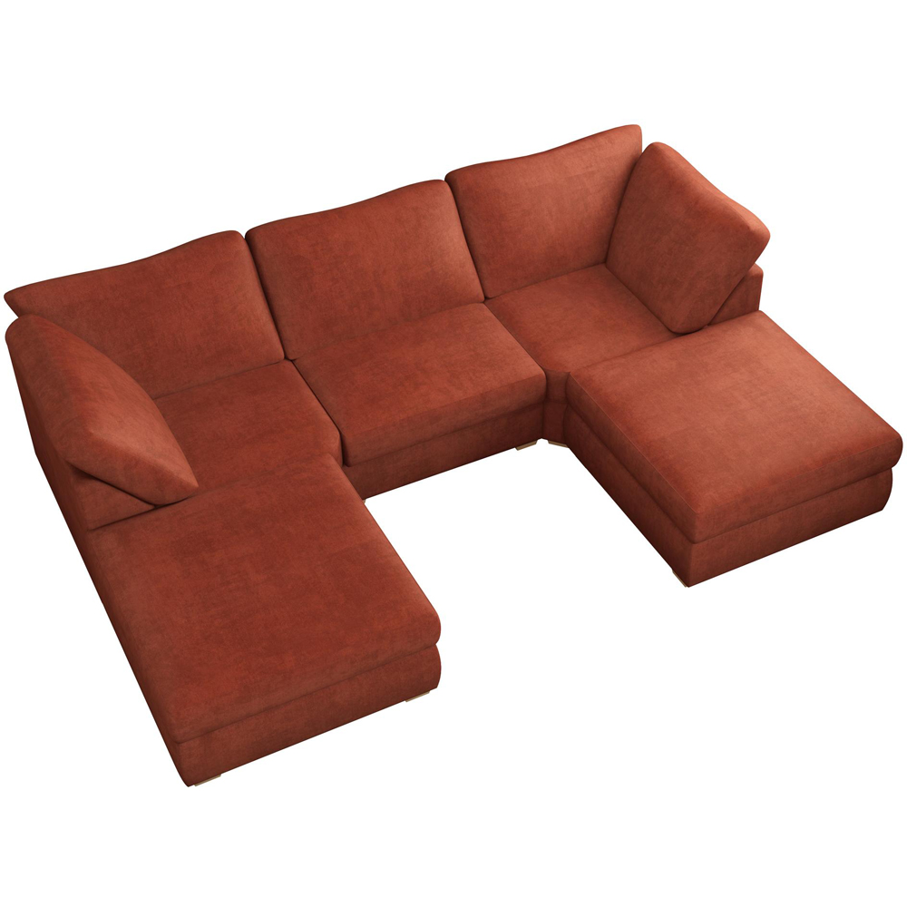 Nestle 5 Seater Marmalade Plush Velvet Fixed Back U-Shape Sofa Image 4