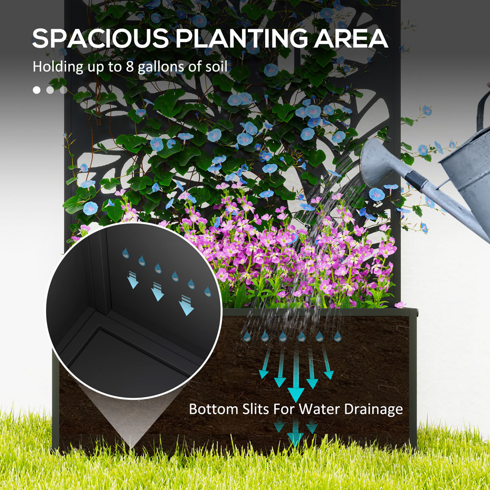 Outsunny Metal Elevated Planter Box Raised Garden Bed with Trellis 0.7 x 1.9ft Image 4