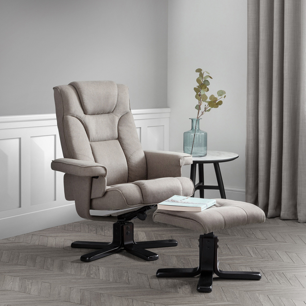 Julian Bowen Malmo Grey Swivel Recliner Chair and Footstool Image 8