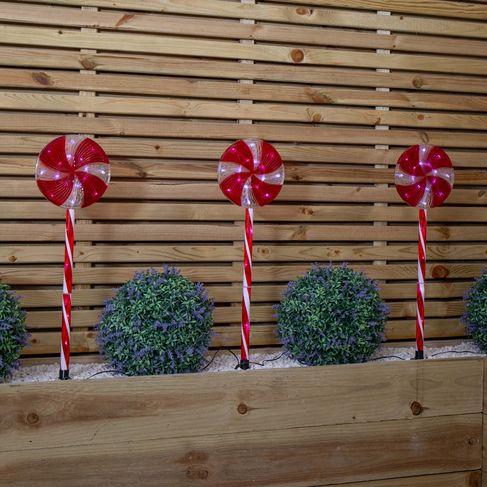 Samuel Alexander 63 White LED Red and White Candy Pop Christmas Path Light Image 8