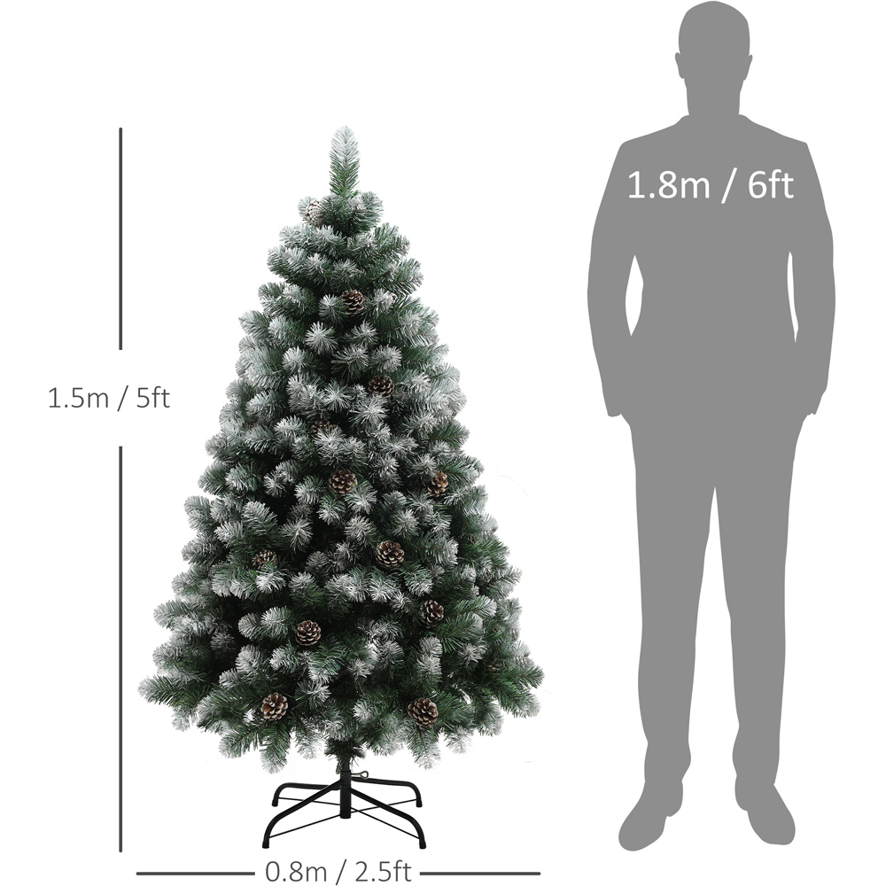 Everglow Snow Dipped Green Artificial Christmas Pine Tree with Pinecones 5ft Image 7