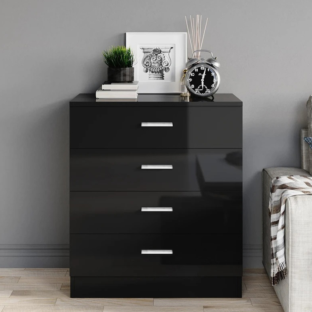 Brooklyn 4 Drawer Black High Gloss Chest of Drawers Image 5