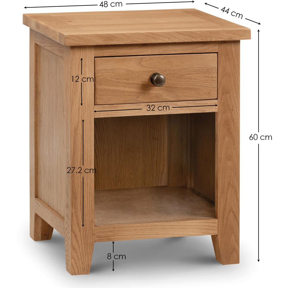 Julian Bowen Marlborough Single Drawer White Oak Bedside Table Image 8