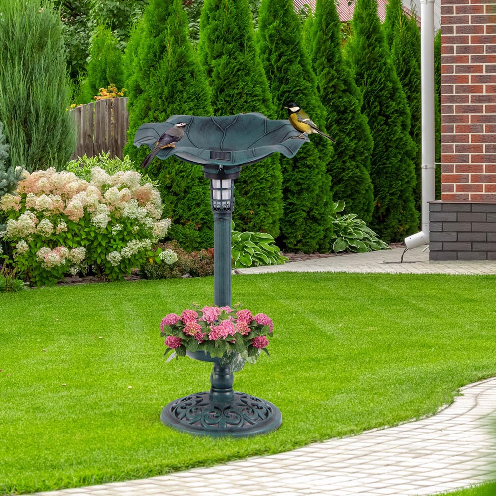 Costway Antique Solar Powered Bird Bath and Feeder Set Image 2