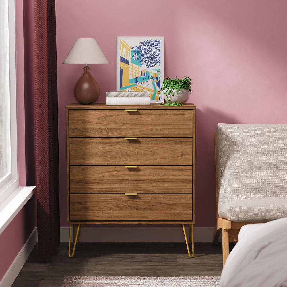 Crowndale Hong Kong 4 Drawer Carini Walnut Chest of Drawers Ready Assembled Image 7