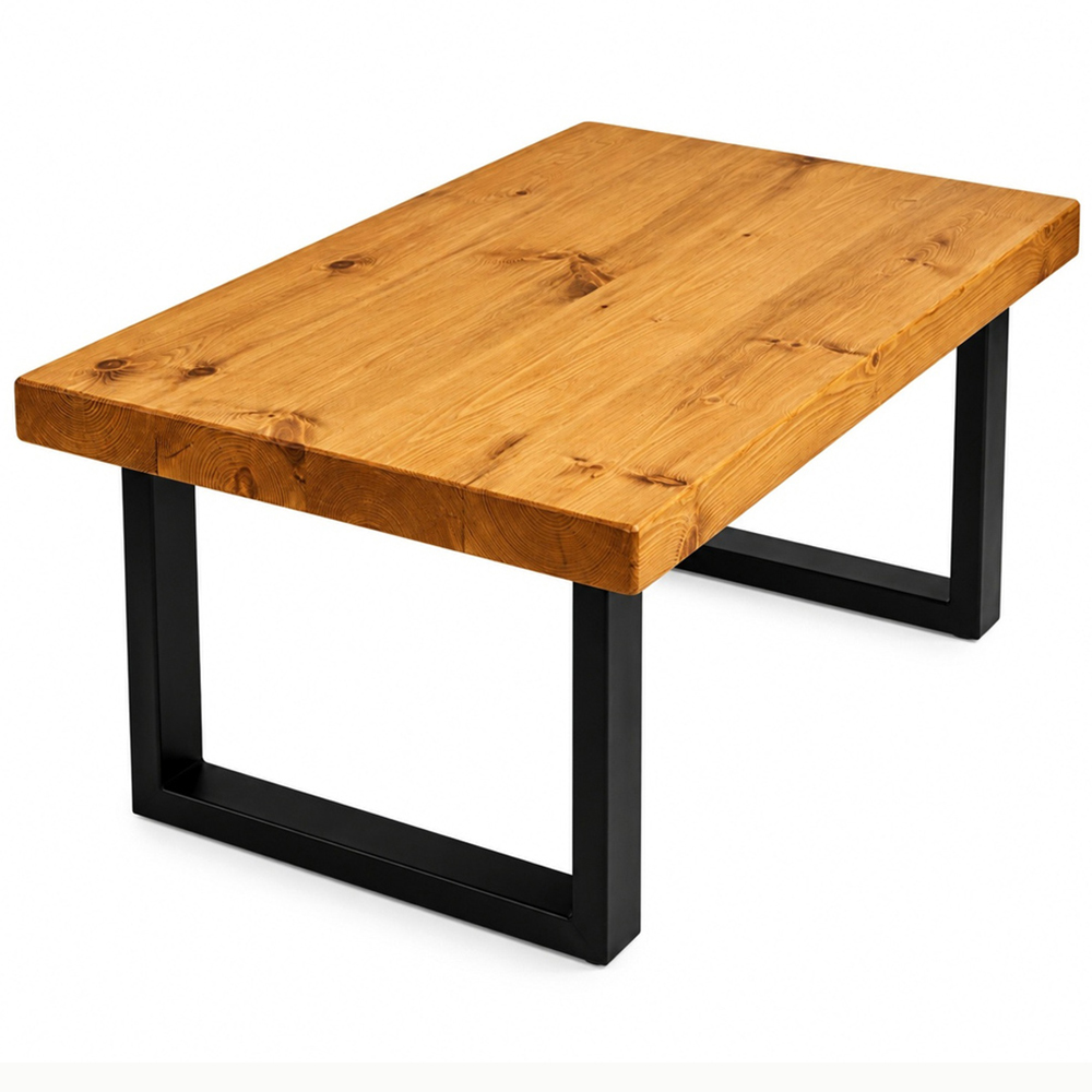 Homebase Mid Oak Chunky and Sturdy Handmade Wooden Coffee Table 120 x 80cm Image 2