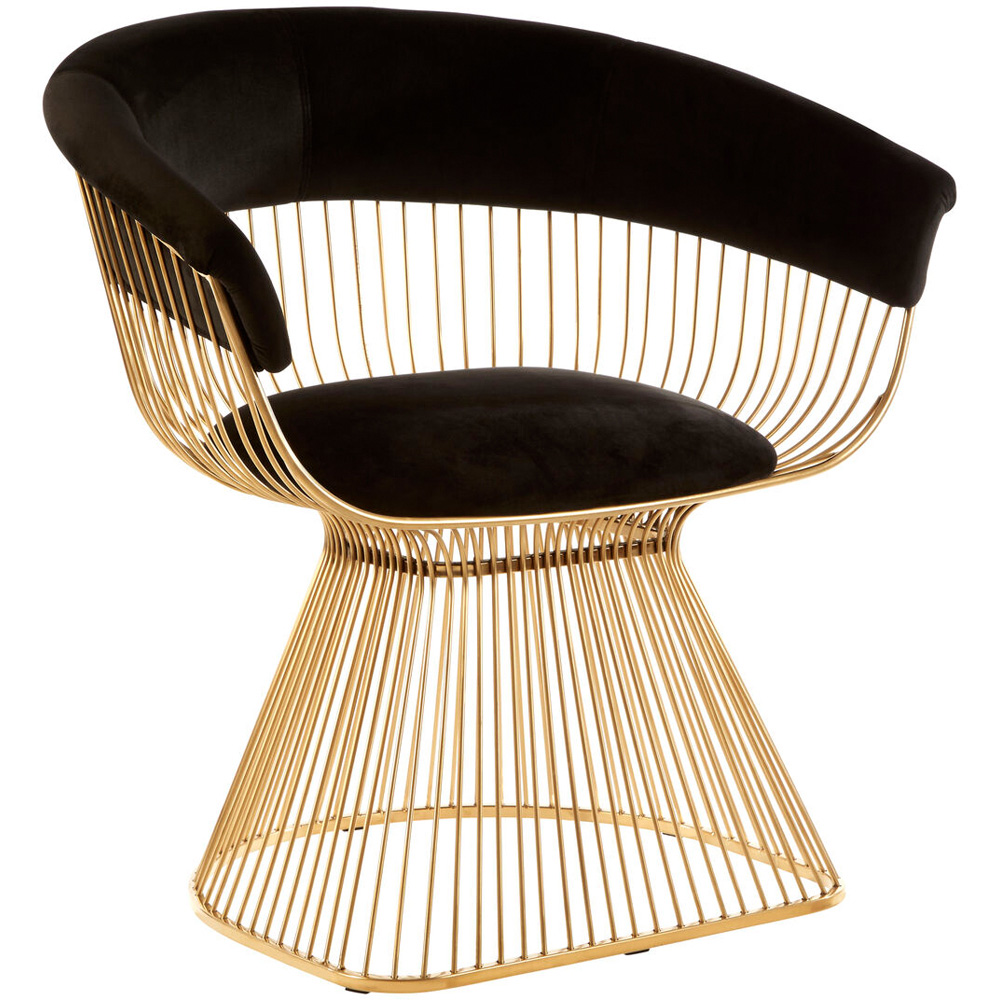 Premier Housewares Vogue Black Velvet Accent Chair with Gold Finish Frame Image 2