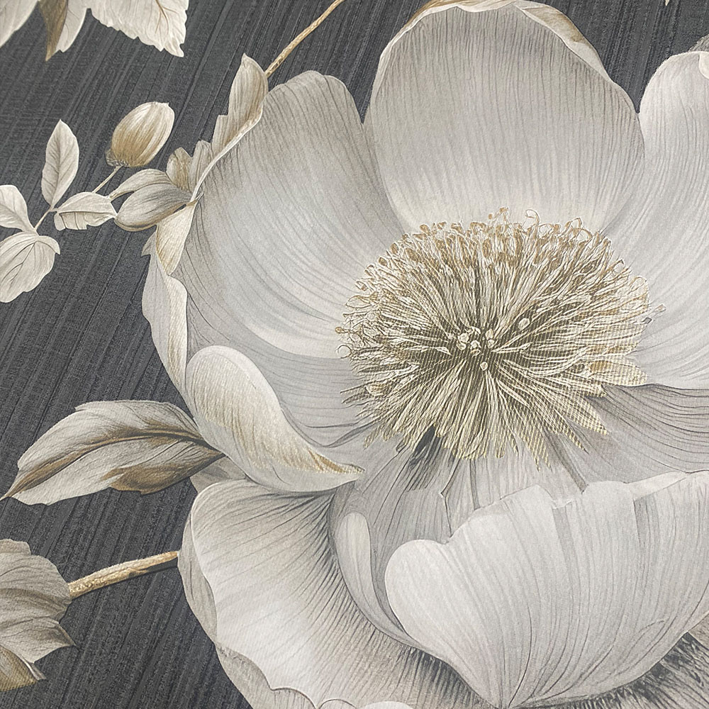Muriva Alethia Floral Black Wallpaper Image 4