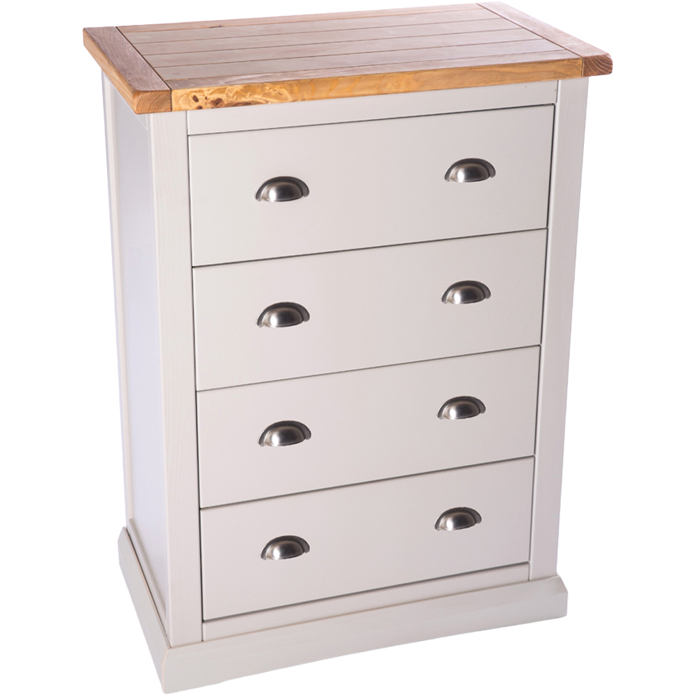 Cabinet Bits Loreo 4 Drawer Light Grey Chrome Cup Handle Chest of Drawers Image 4