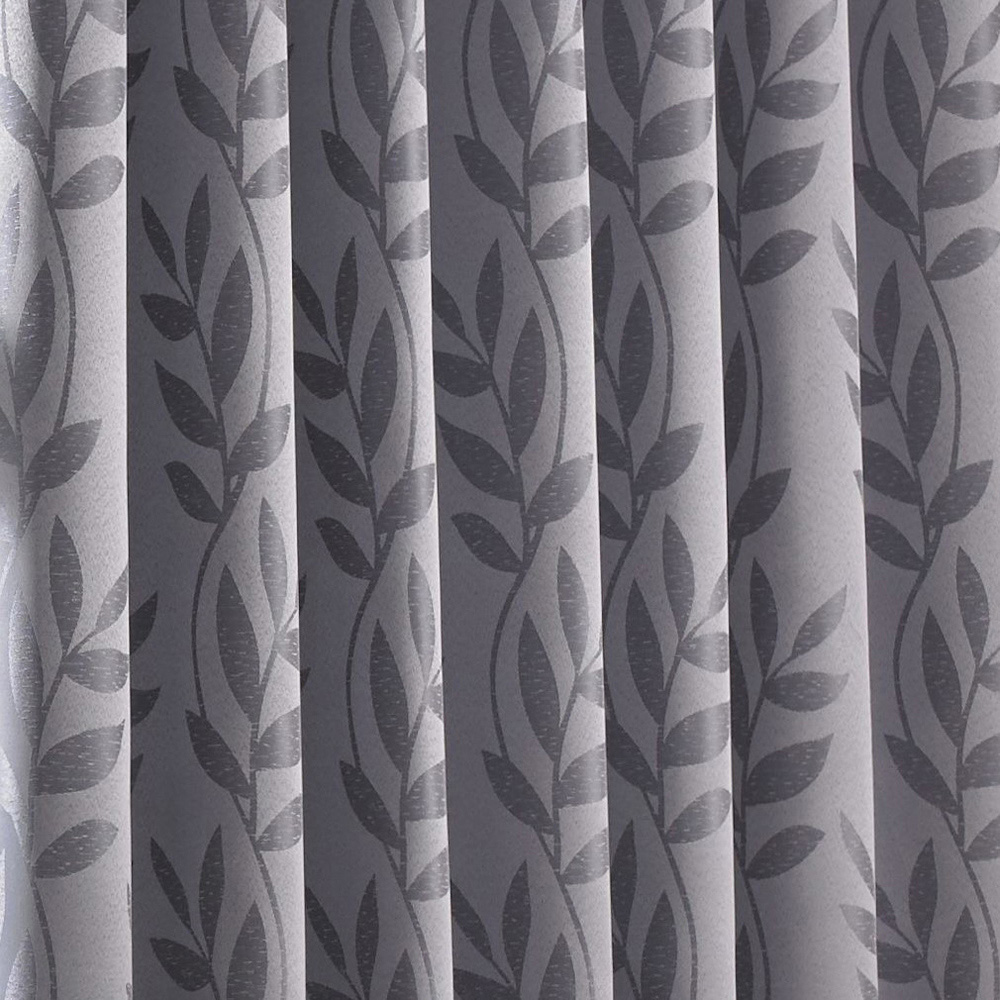 Alan Symonds Dupion Green Leaf Jacquard Ring Top Eyelet Curtains 117 x 137cm Image 4