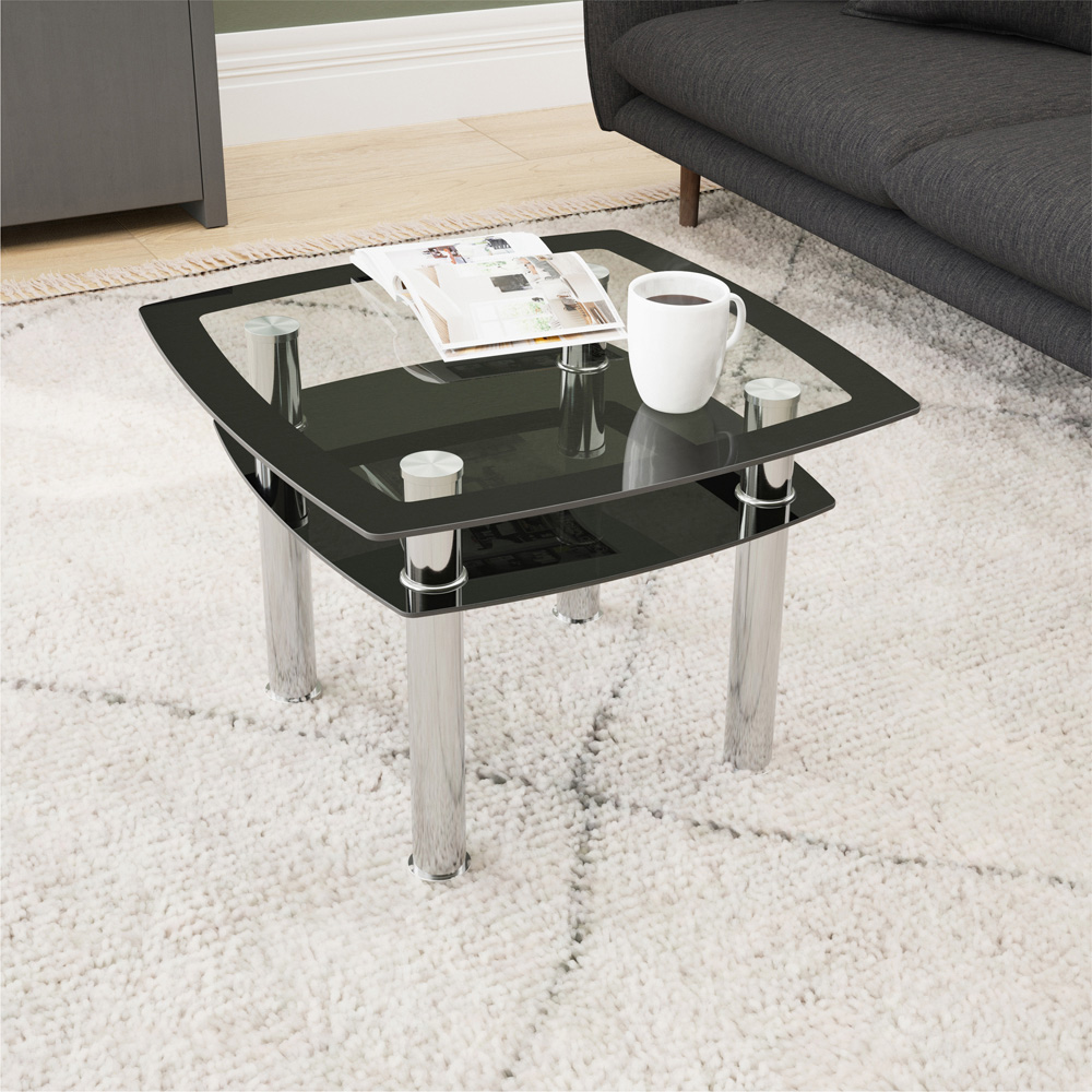 AVF Black Glass and Chrome Lamp Table Image 5
