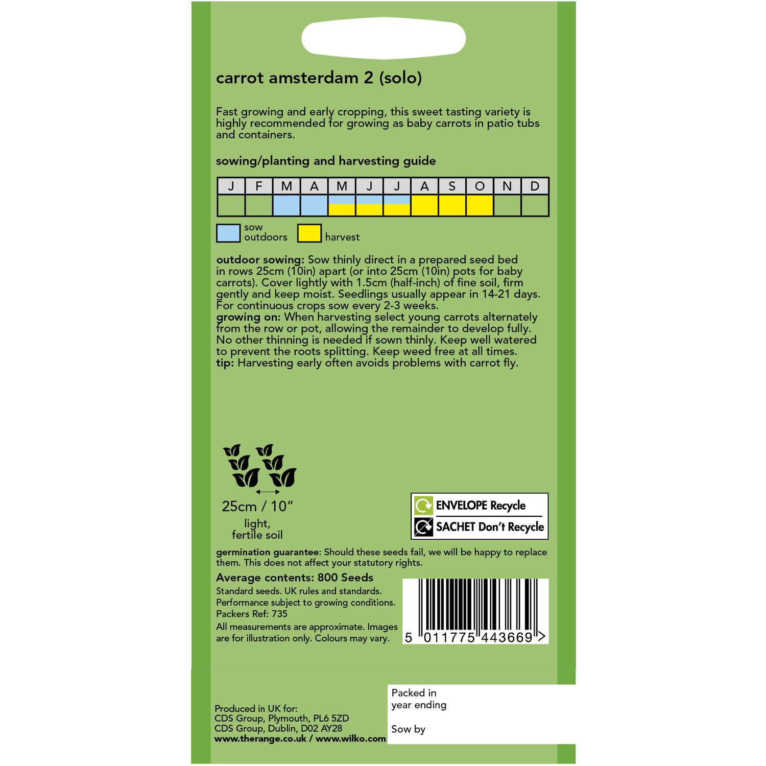 Wilko Carrot Amsterdam Solo Seeds Image 2