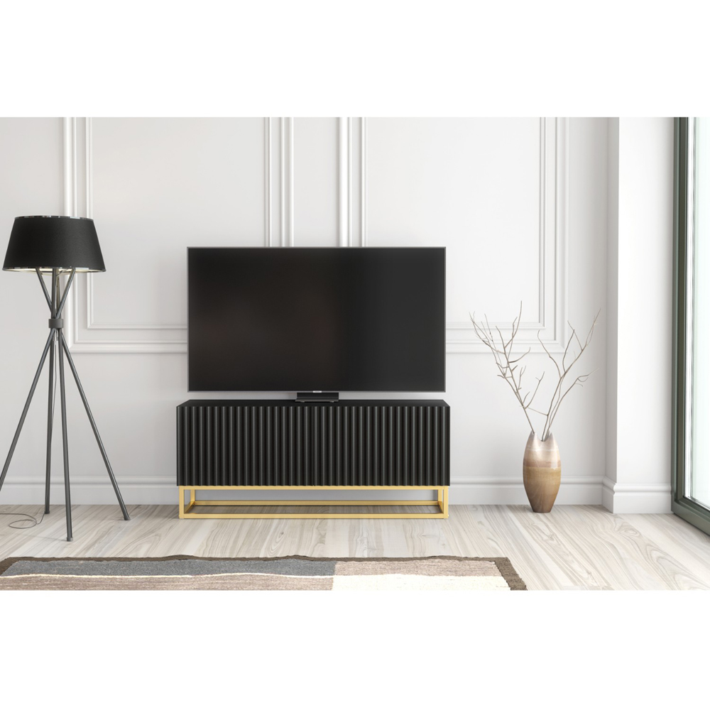 Creative Furniture Ripple Duo Black 2 Fluted Door TV Unit Image 4
