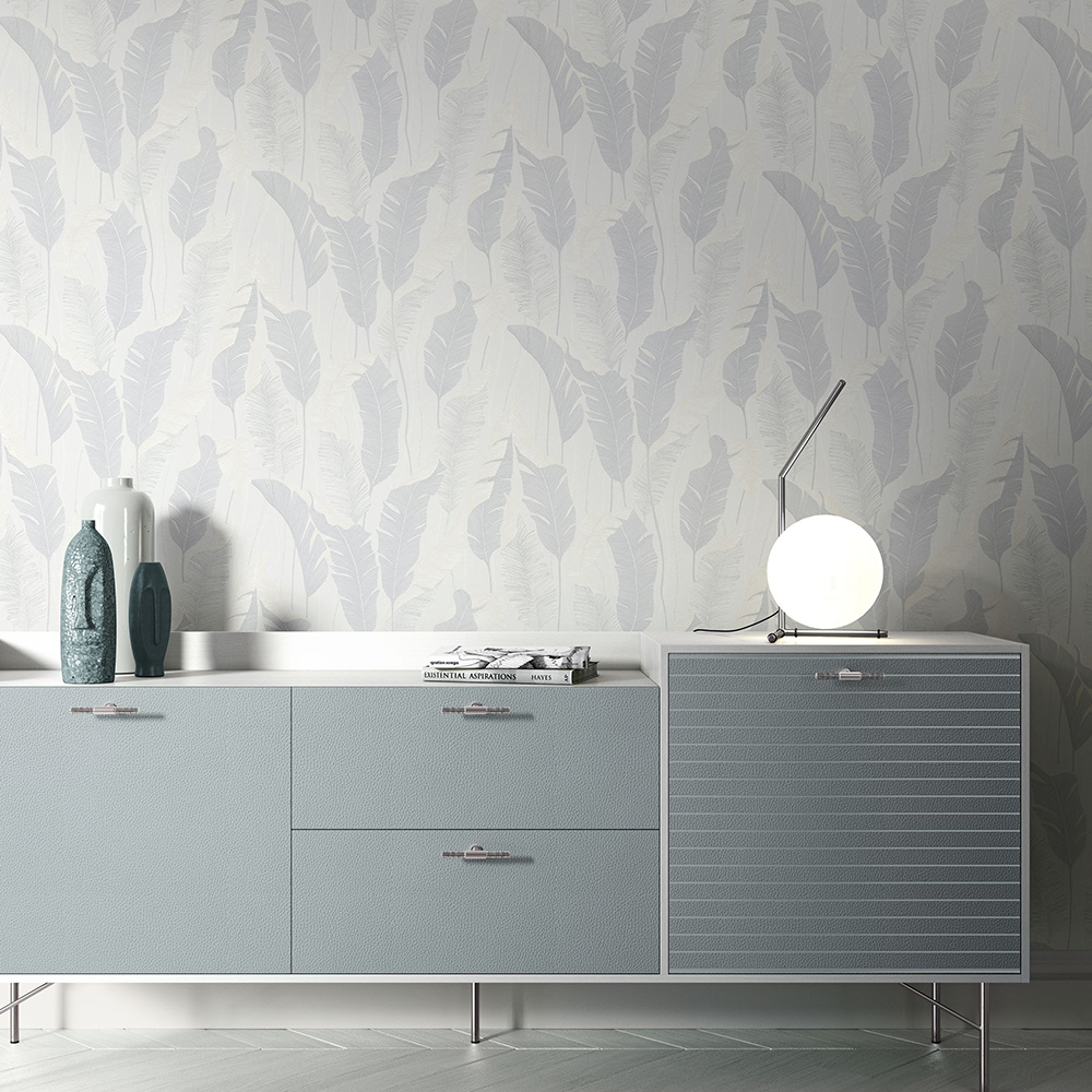 Erismann Arwen Leaf Grey PVC Free Wallpaper Image 3