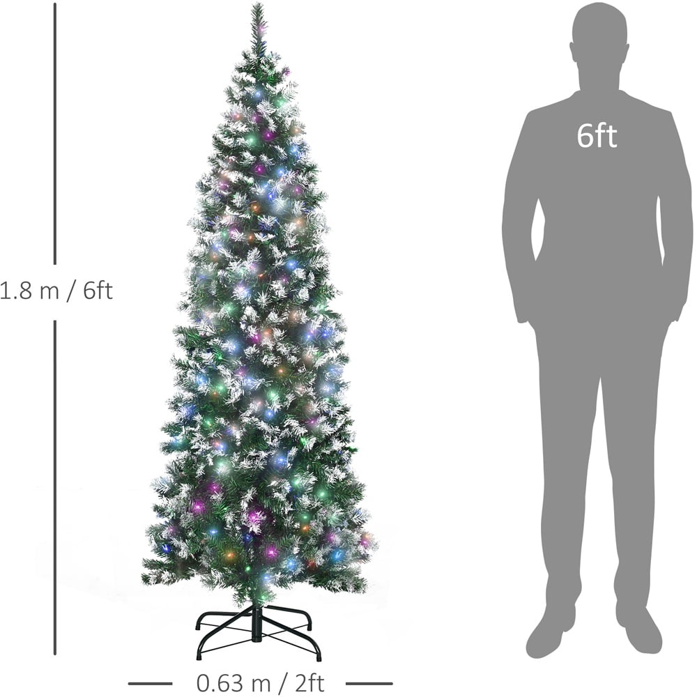 Everglow Colourful LED Pre-Lit Pencil Slim Green Artificial Christmas Tree 6ft Image 8