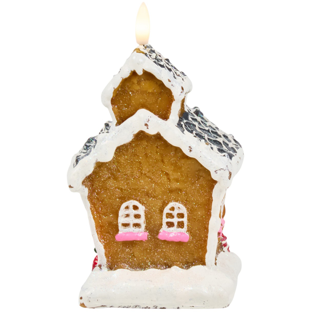 Gingerbread House LED CandleBrown and White Image 4