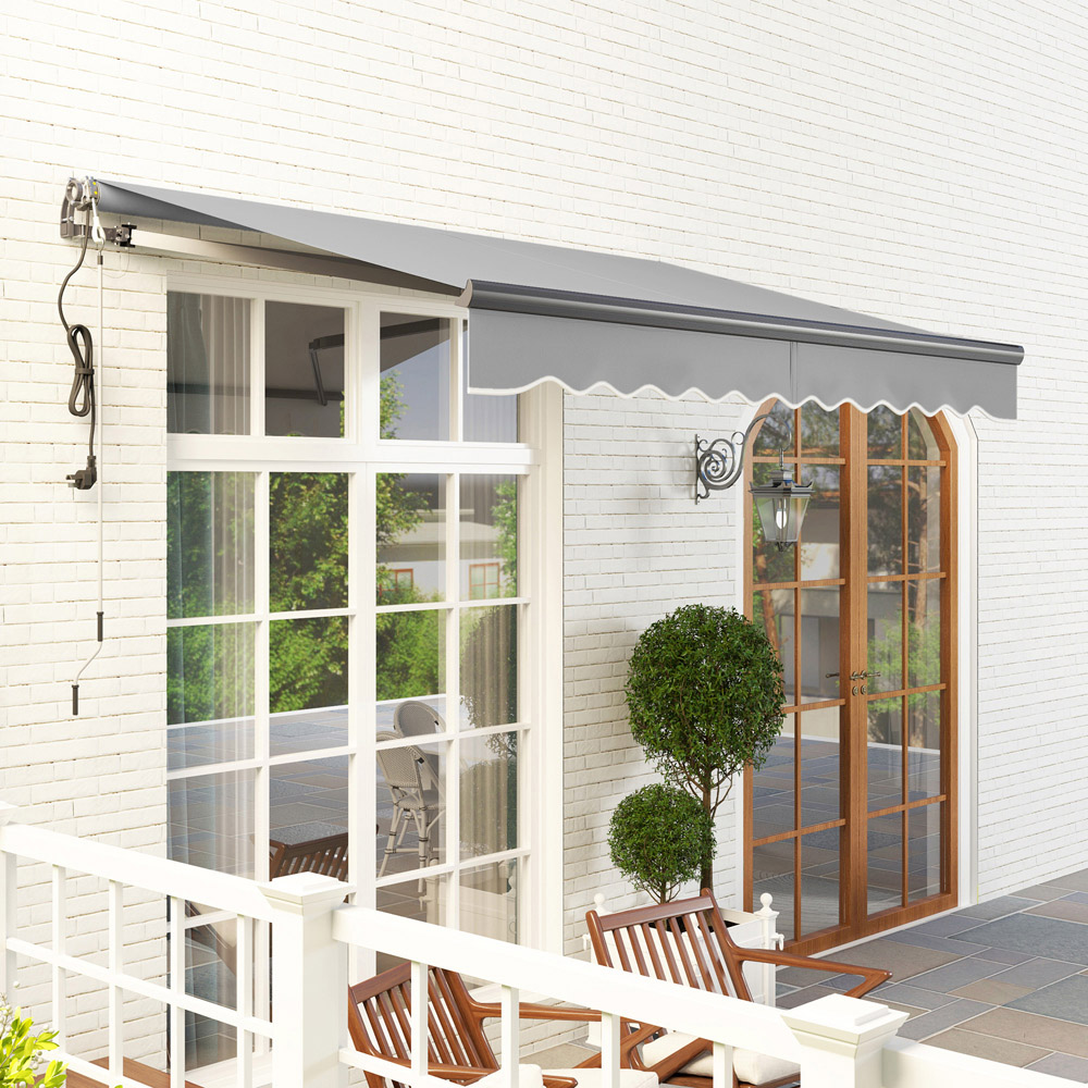 Outsunny 3.5 x 2.5m Light Grey Electric Retractable Awning Image 3