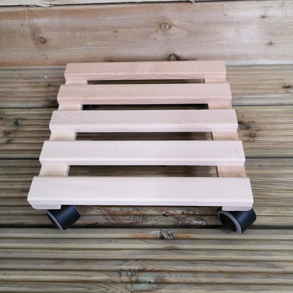 Samuel Alexander Square Wooden Plant Pot Stand Trolley on Castors 29 x 29cm Image 3