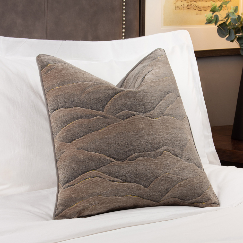 Paoletti Stratus Taupe Jacquard Cushion Image 2