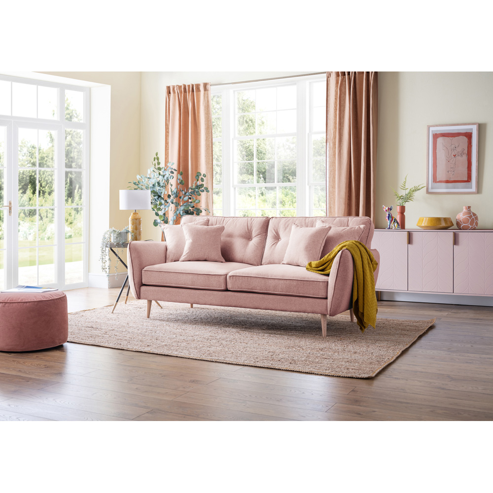 Opry Faro 3 Seater Button Back Soft Pink Sofa Image 5