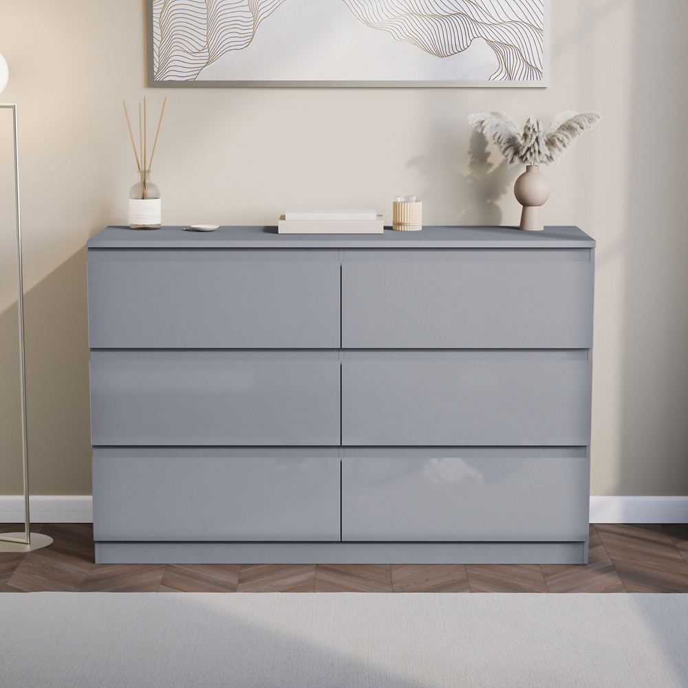 Vida Designs Glinton 6 Drawer Grey Chest of Drawers Image 3
