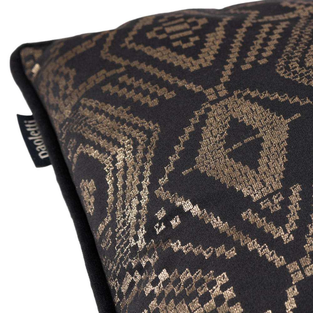 Paoletti Tayanna Black Velvet Touch Piped Cushion Image 5