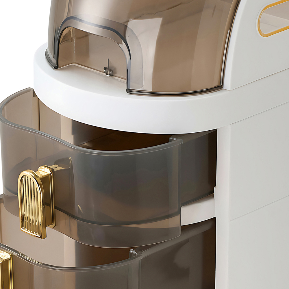 Living and Home Ivory White and Tea Brown Plastic Bathroom Storage Cabinet Image 3
