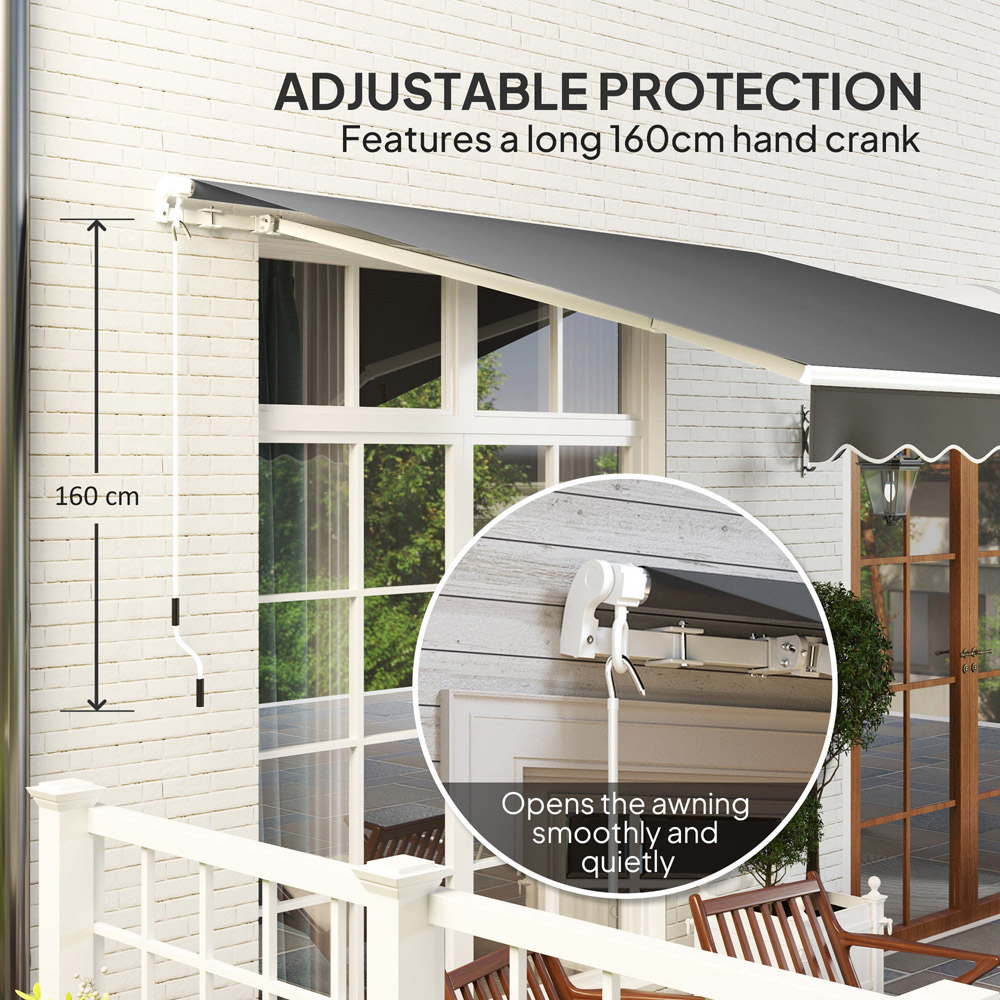 Outsunny 2.95 x 2.5m Dark Grey Retractable Awning with Crank Handle Image 6