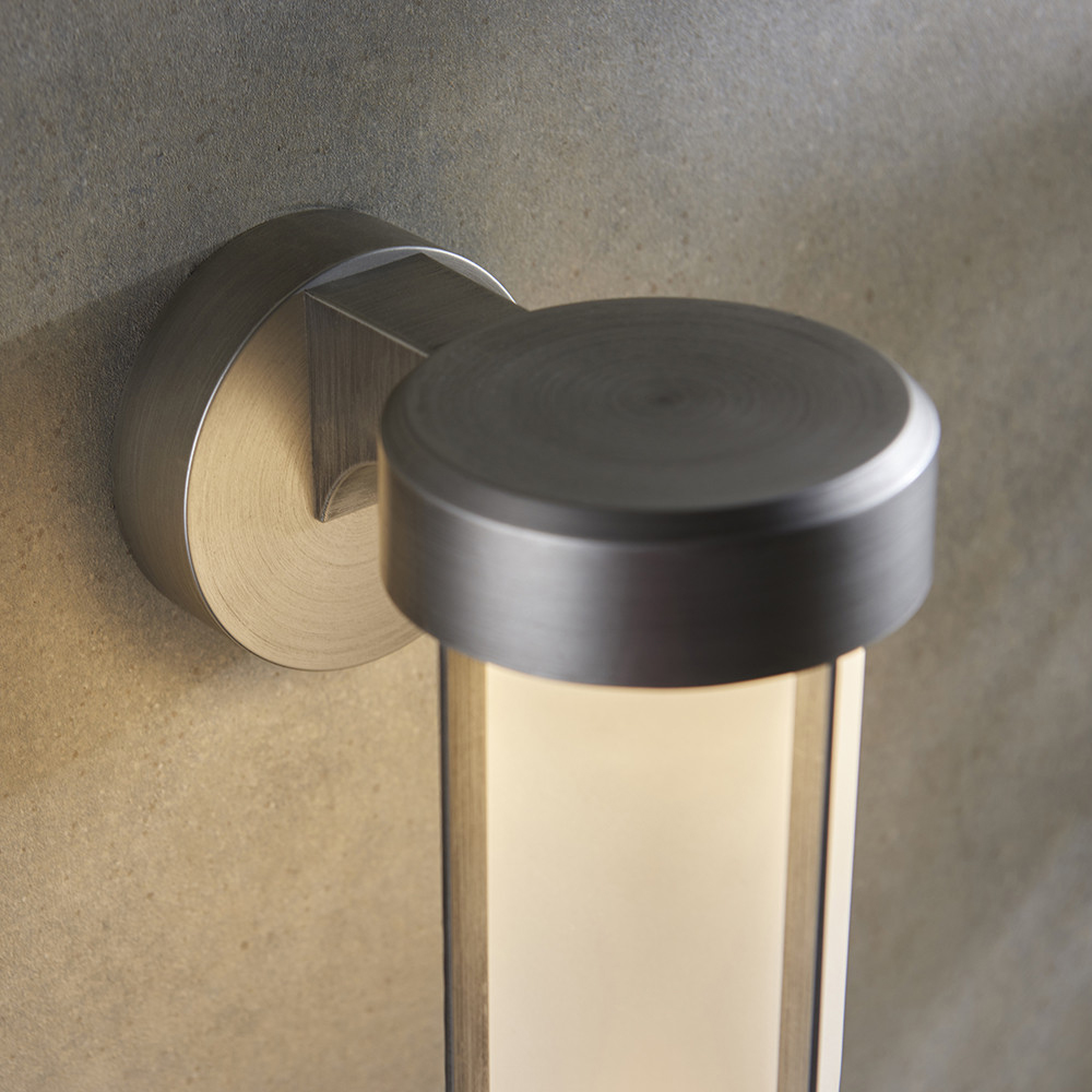 Merano Bevento Brushed Silver LED Frosted Glass Outdoor Wall Lamp Image 3