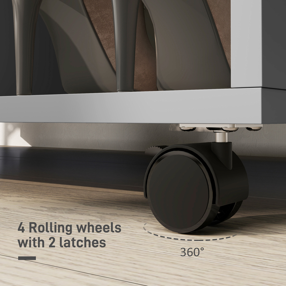 Portland 3 Shelf Grey Rolling Open Wardrobe with Hanging Rail Image 6