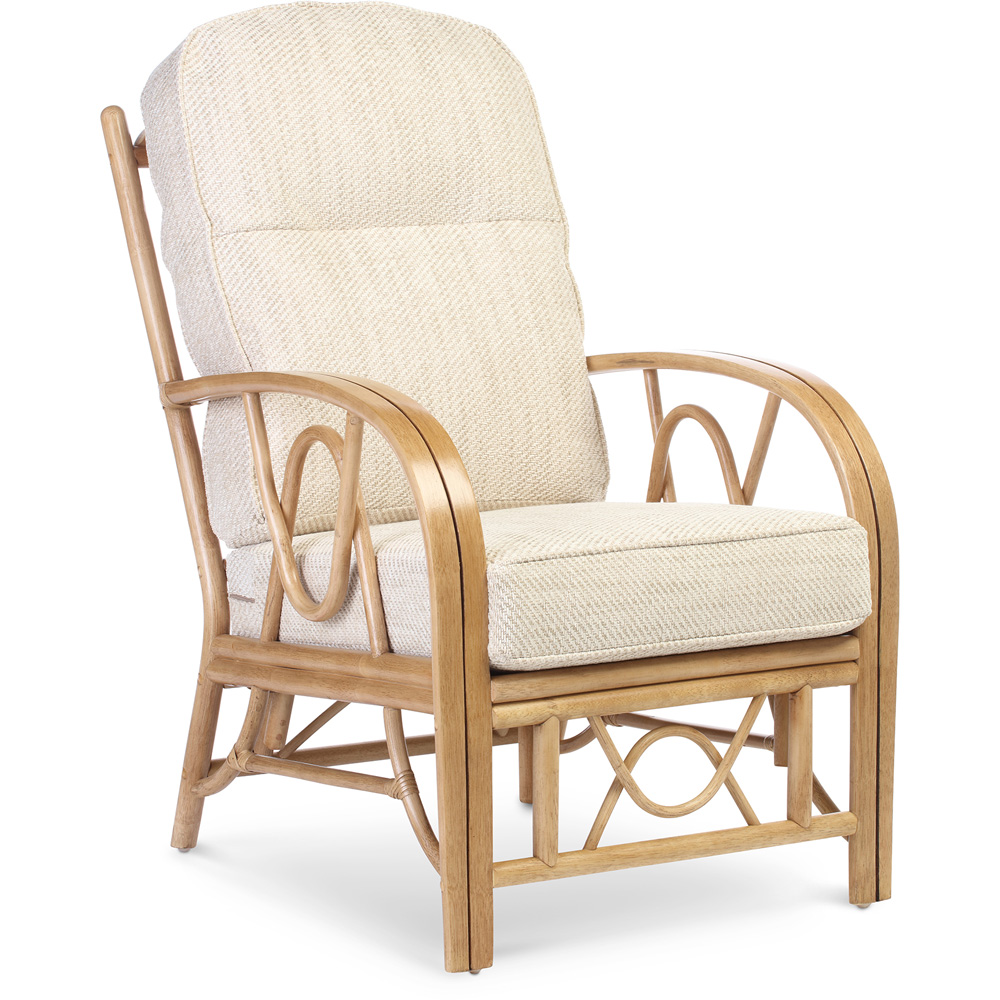 Desser Bali Beige and Cream Fabric Natural Rattan Armchair Image 2