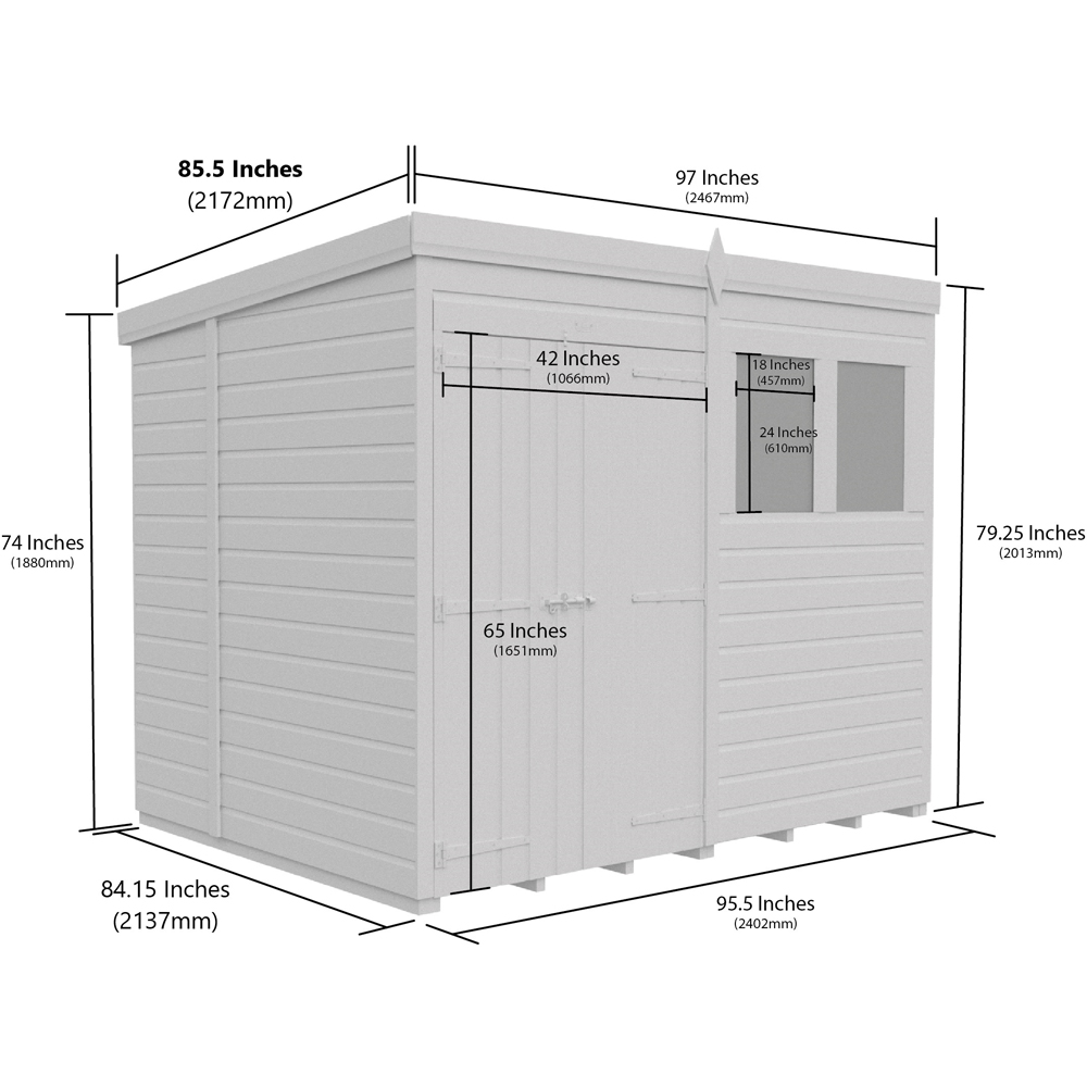 DIY Sheds 8 x 7ft Tongue and Groove Timber Pent Garden Shed Image 9