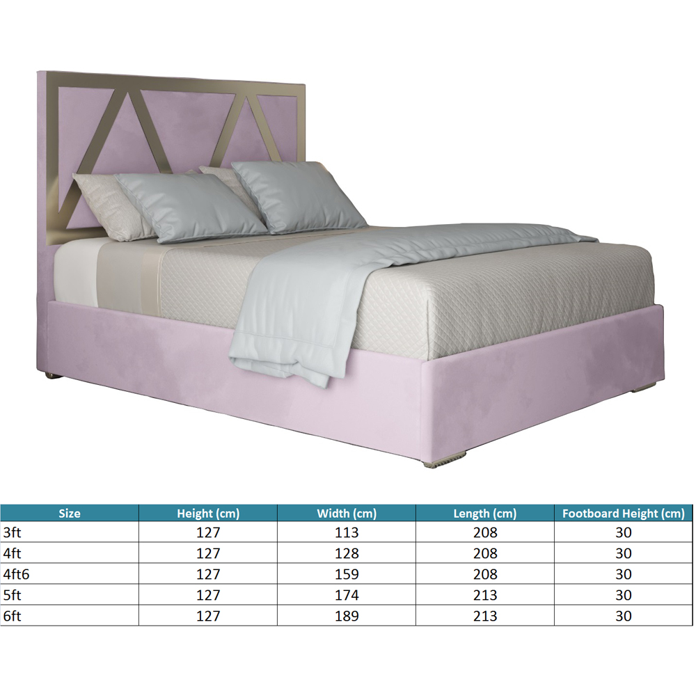 Alison Pink Single Velvet Upholstered Metal Bed Frame with Panelled Headboard Image 7