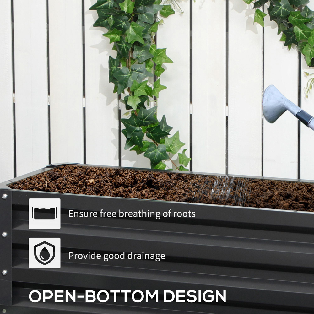 Outsunny 2-Tier Dark Grey Galvanised Steel Raised Garden Bed Planter 58 x 101 x 120cm Image 6
