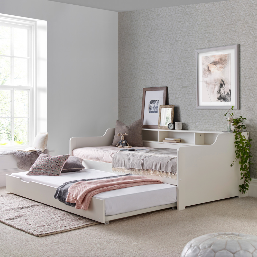 Tyler Single White Guest Bed with Spring Mattress Image 4