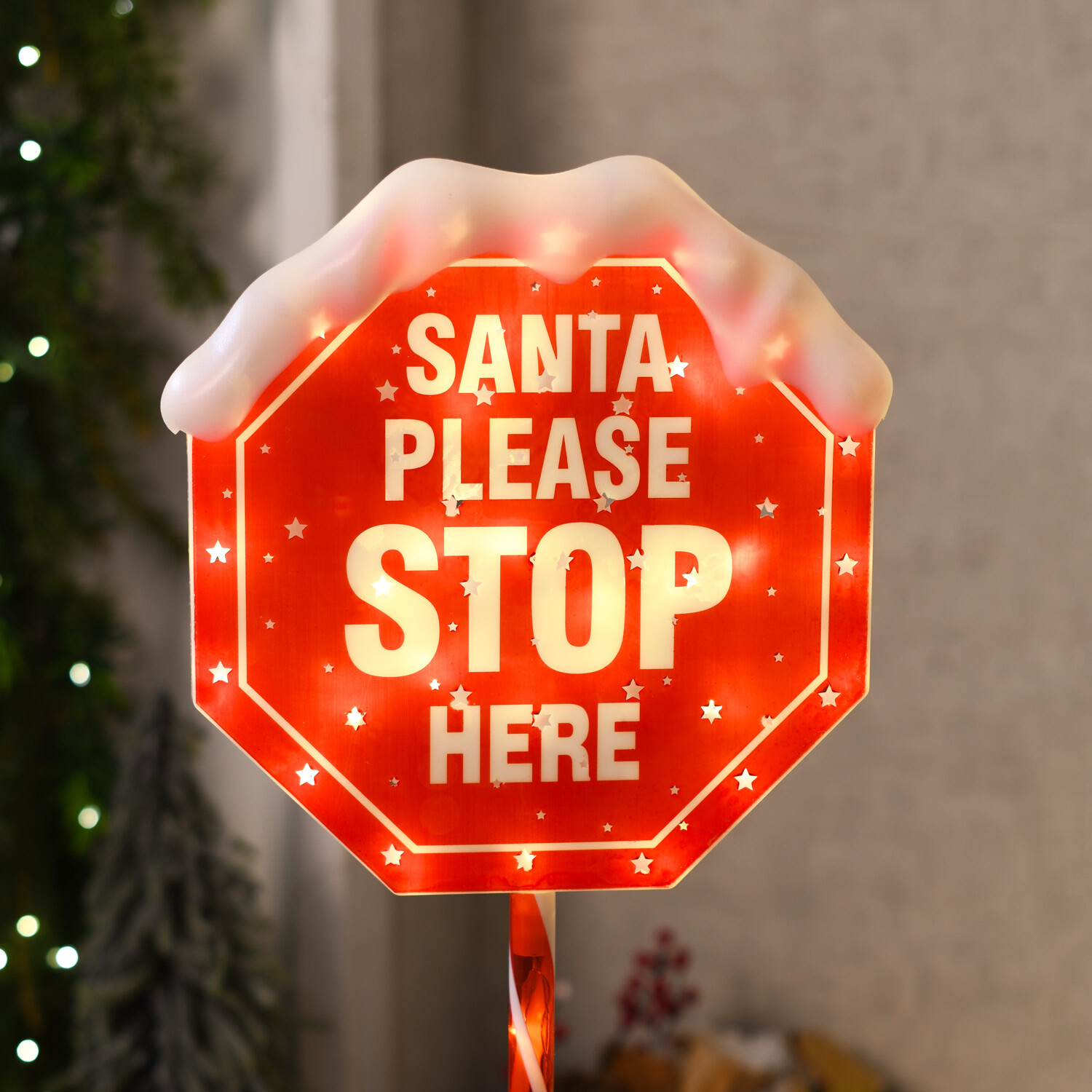 Santa Stop Here LED Sign StakeRed Image 4