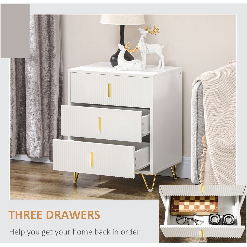 Portland 3 Drawer White Chest of Drawers Image 7
