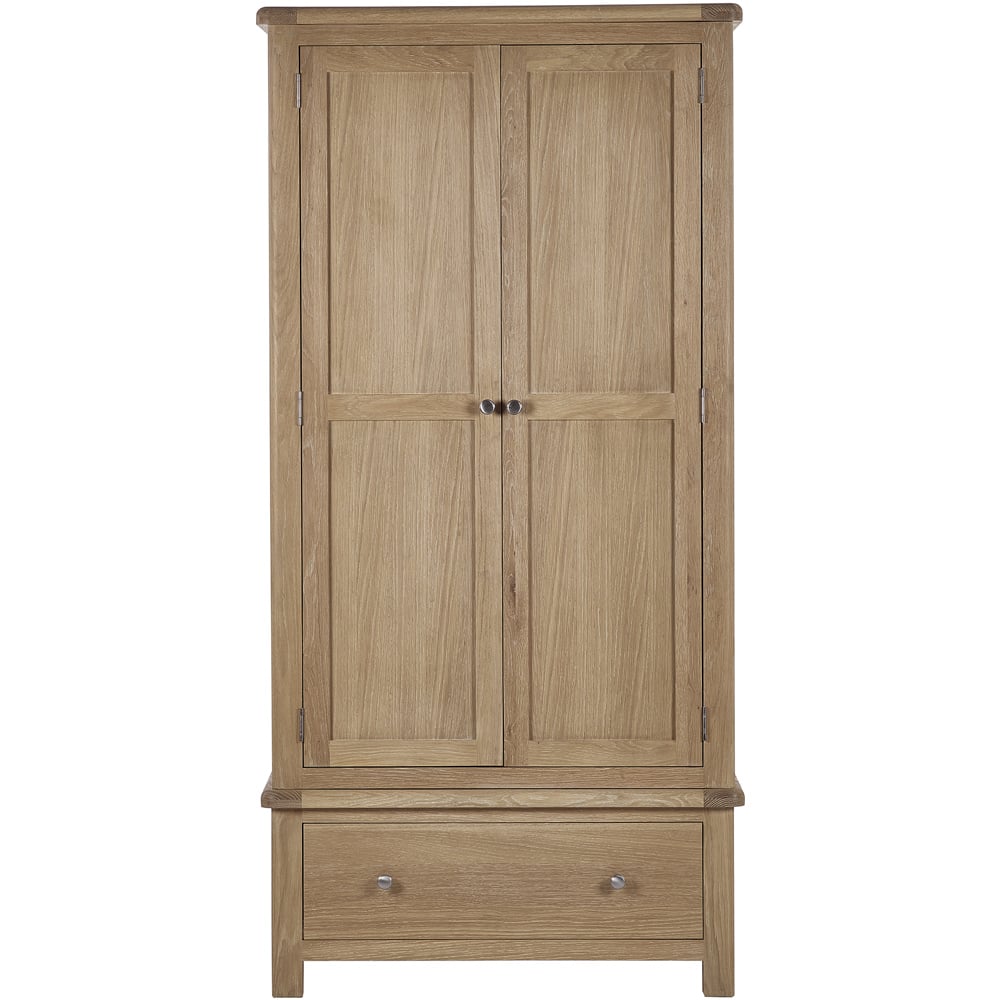 Julian Bowen Memphis 2 Door Single Drawer Limed Oak Wardrobe Image 3