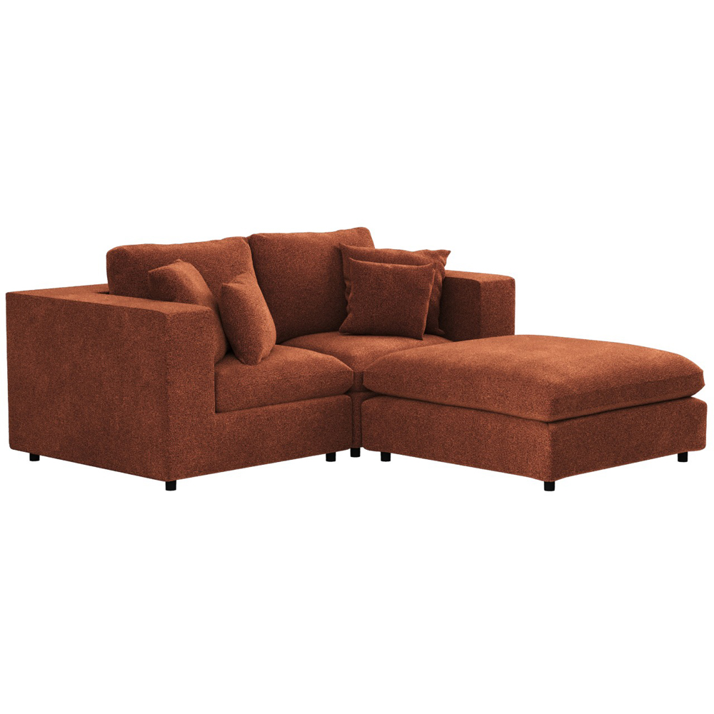 Solace+Co Asher 3 Seater Burnt Orange Chenille Sofa with Footstool Image 3