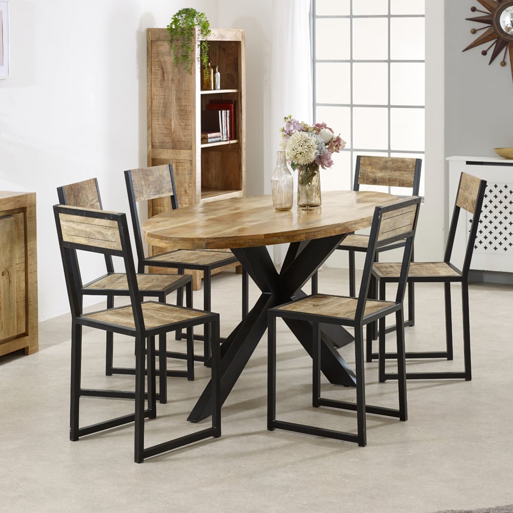 Brooklyn Surrey 6 Seater Solid Wood and Metal Oval Dining Table Image 8