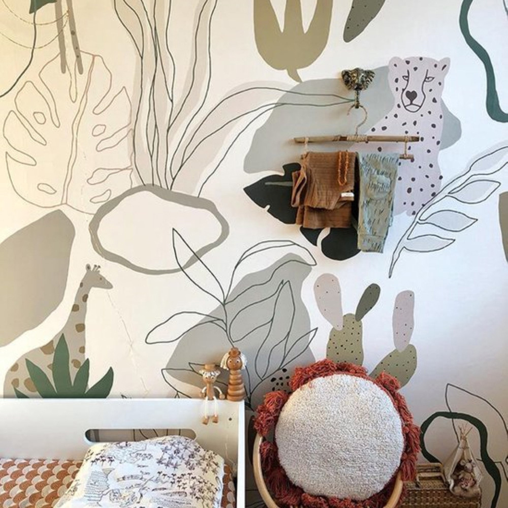 Grandeco Roomblush Safari Jungle Kids Neutral Beige 4 Lane Wall Mural Image 6