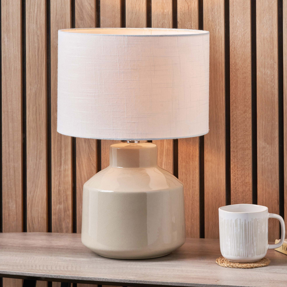 Pacific Lifestyle Nora Cream Crackle Effect Table Lamp Image 2