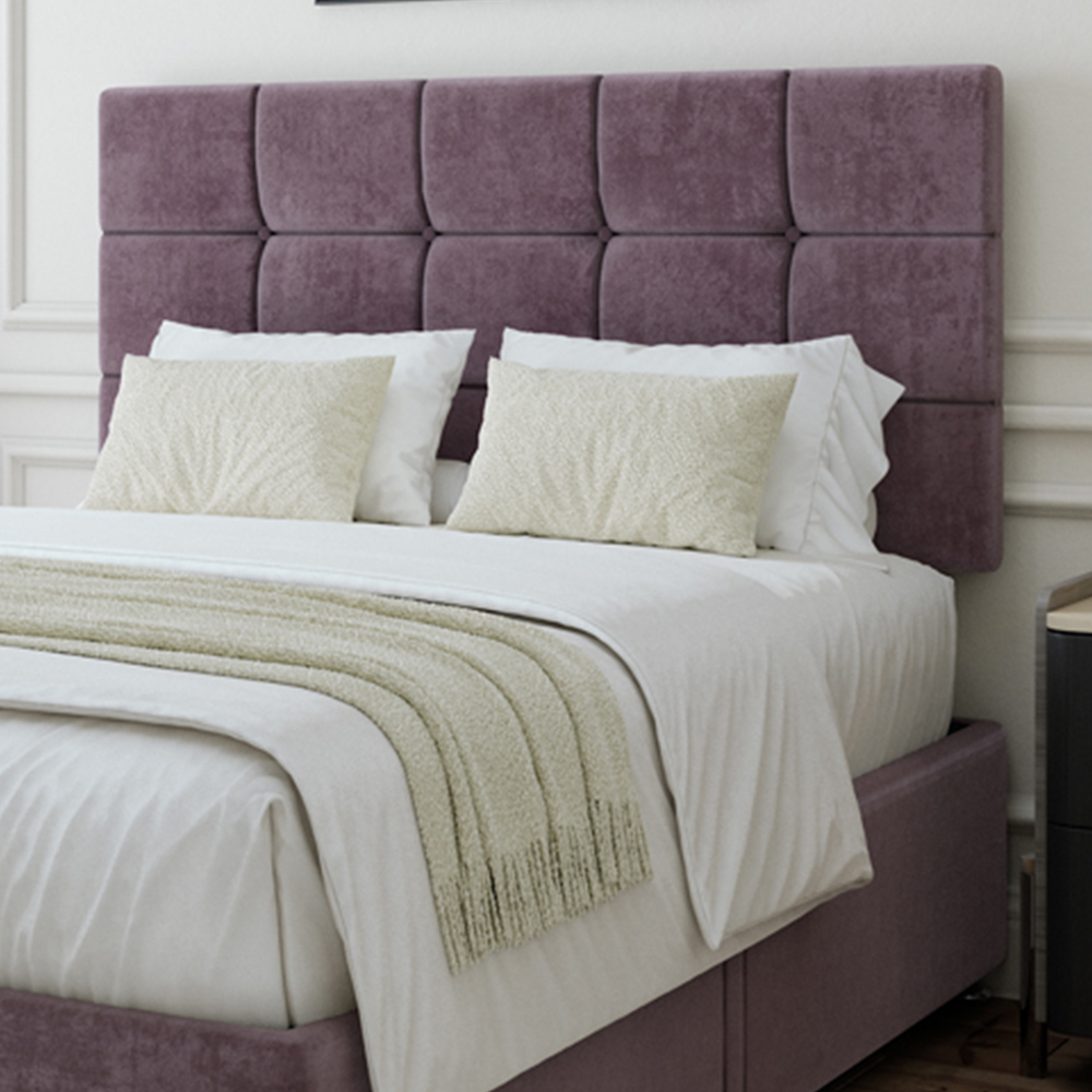 Bedmaster Single Mauve Naples Velvet 2 Drawer Divan Base with Pearl Headboard Image 2