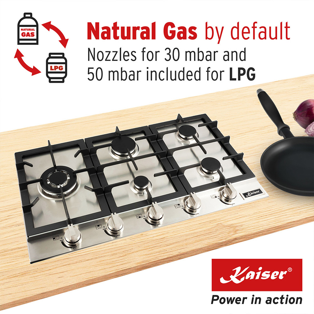 Kaiser Avantgarde Pro Stainless Steel Gas Hob 86cm Image 5