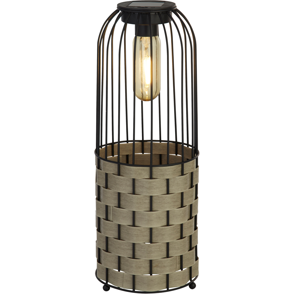 Lighting Collection IP44 Laguna Solar LED Natural Weave Lantern Image 3