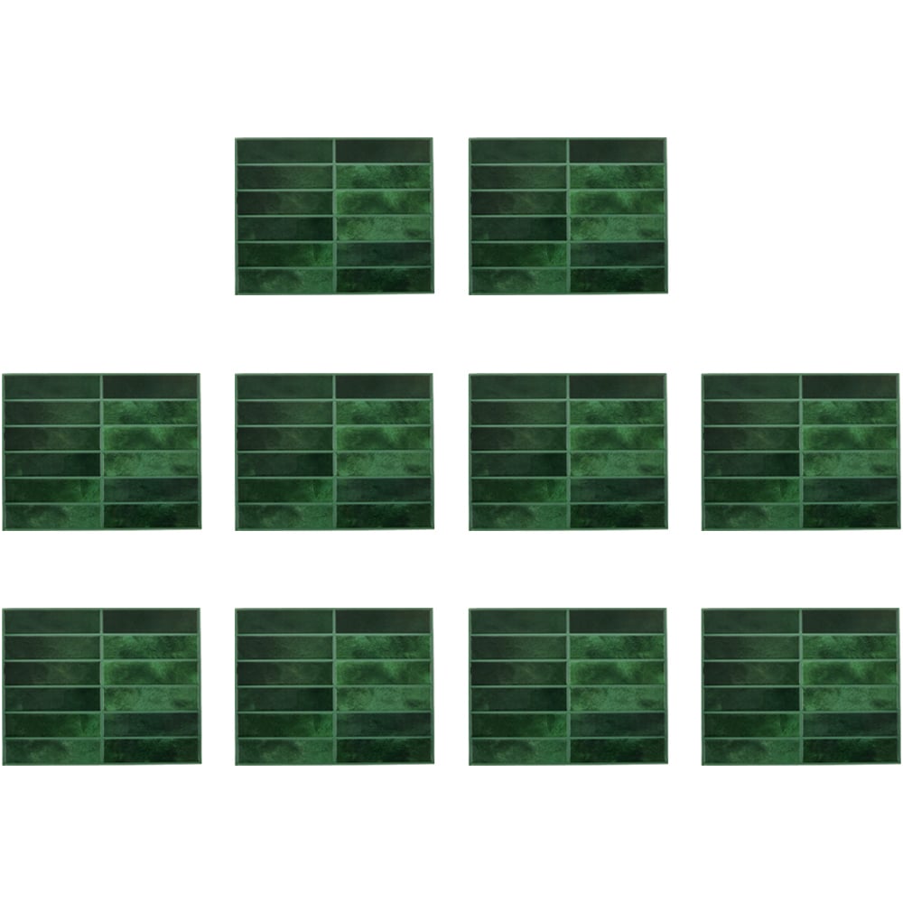 Living and Home Green Rectangle Self Adhesive Wall Sticker 10 Pack Image 2