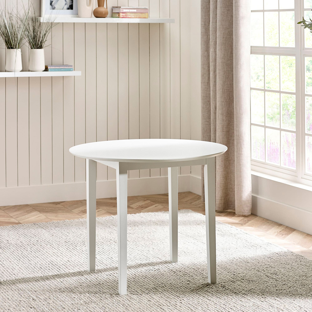 Julian Bowen Orwell 4 Seater Round Dining Set White and Beige Image 6