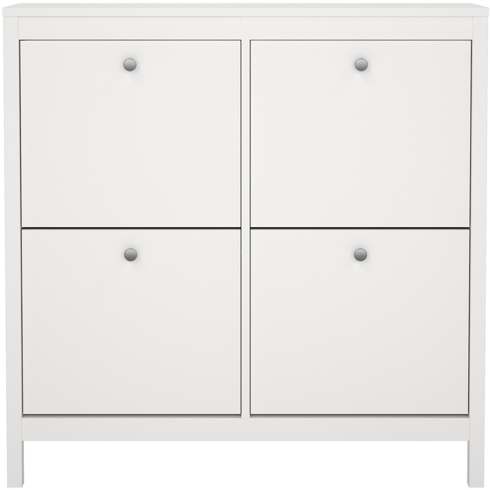 Florence Madrid 4 Flip Down Doors White Shoe Cabinet Image 3